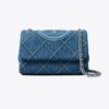 Liten Fleming mjuk denim-axelväska