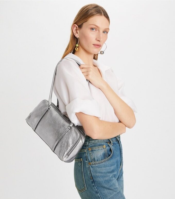 Liten metallisk Marshmallow-satchel