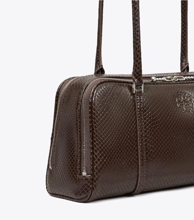 Liten satchel med Marshmallow-prägling Liten satchel med Marshmallow-prägling