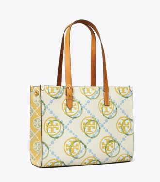 Liten T Monogram kontrastpräglad tote