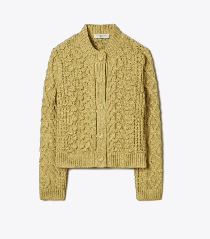 Marmorerad cardigan med rund hals Marmorerad cardigan med rund hals