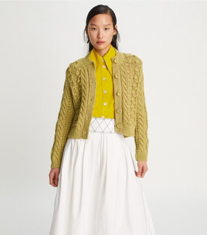 Marmorerad cardigan med rund hals Marmorerad cardigan med rund hals
