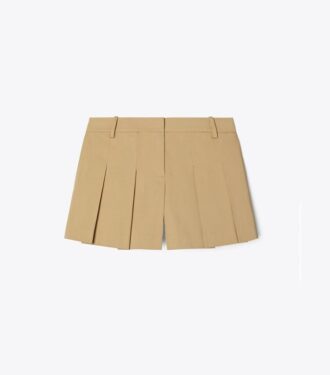 Mikrotwill-plisserade shorts