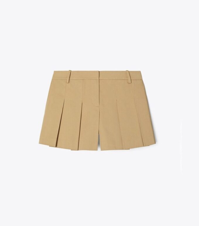 Mikrotwill-plisserade shorts