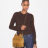 Mini Fleming Hobo-väska i mocka med fransar