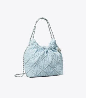 Mini Fleming mjuk denim hobo-väska