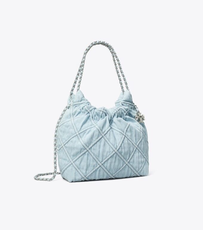 Mini Fleming mjuk denim hobo-väska Mini Fleming mjuk denim hobo-väska