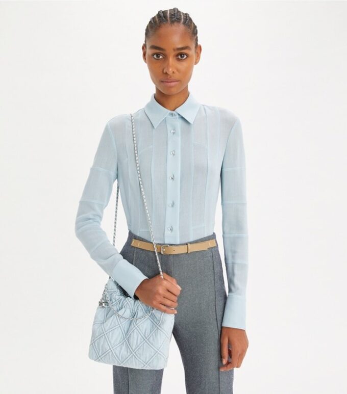 Mini Fleming mjuk denim hobo-väska Mini Fleming mjuk denim hobo-väska
