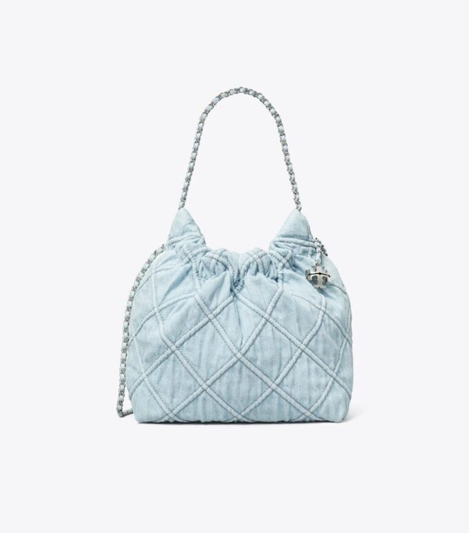 Mini Fleming mjuk denim hobo-väska Mini Fleming mjuk denim hobo-väska