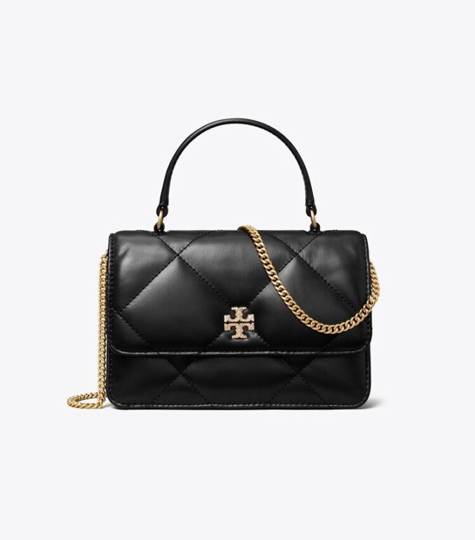 Mini Kira Diamond Quilt Pavé Logo Top-Handle Crossbody Mini Kira Diamond Quilt Pavé Logo Top-Handle Crossbody