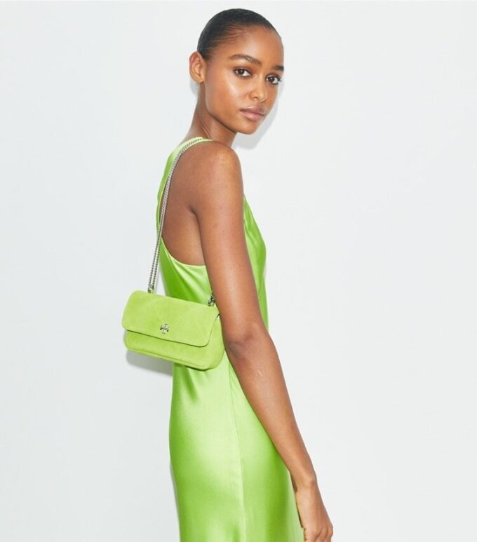 Mini Kira Diamond Quilt Suede Flap Bag