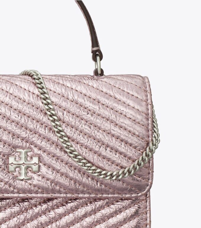 Mini Kira Moto Quilt Metallic Top-Handle Crossbody