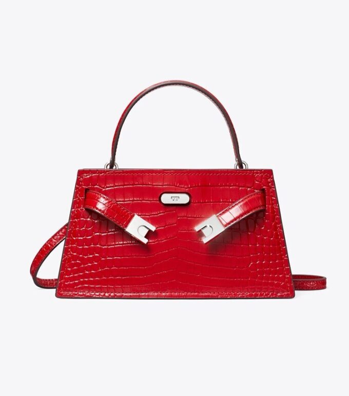 Mini Lee Radziwill Croc-Embossed Top-Handle Bag