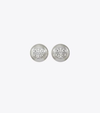 Moondance Pearl And Pavé Stud Earrings Moondance Pearl And Pavé Stud Earrings