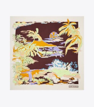 Palm Tree Postcard Oversized Silk Square Scarf