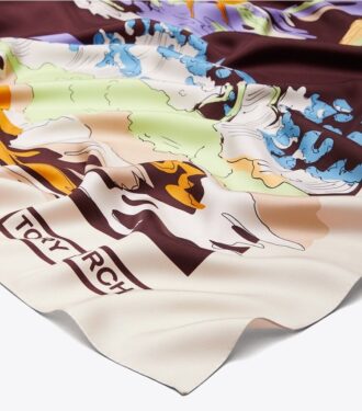 Palm Tree Postcard Oversized Silk Square Scarf