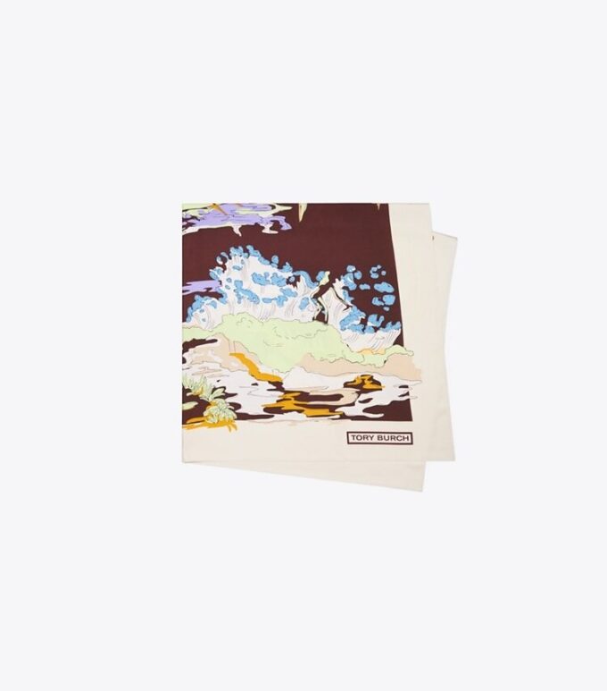Palm Tree Postcard Oversized Silk Square Scarf Palm Tree Postcard Oversized Silk Square Scarf