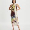 Palm Tree Postcard Oversized Silk Square Scarf Palm Tree Postcard Oversized Silk Square Scarf