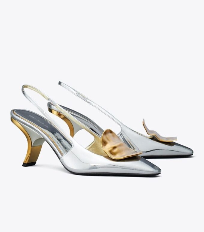 Patos ojämna slingback-klack Patos ojämna slingback-klack