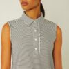 Performance Striped Sleeveless Ruffle Polo Performance Striped Sleeveless Ruffle Polo
