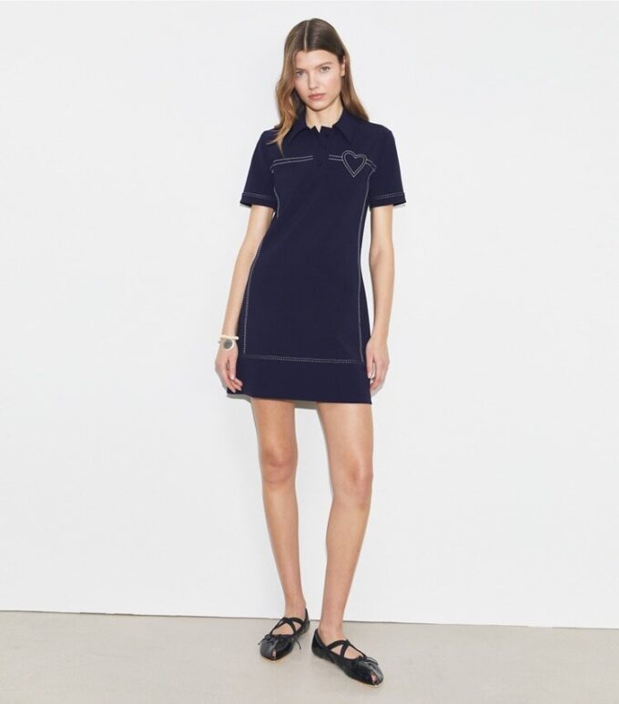 Pick Stitch Stretch Polo Dress