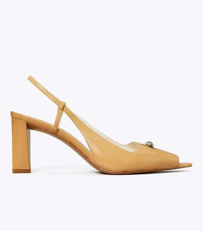 Pierced Peep-Toe Slingback