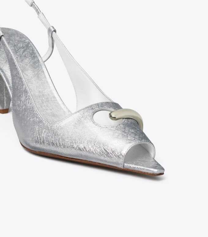 Pierced Peep-Toe Slingback