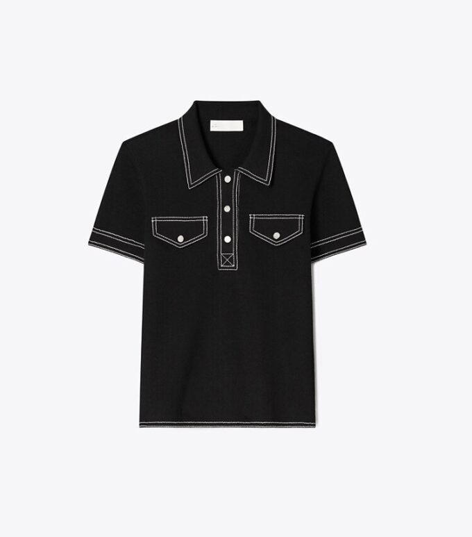 Polo i ull med synliga sömmar Polo i ull med synliga sömmar