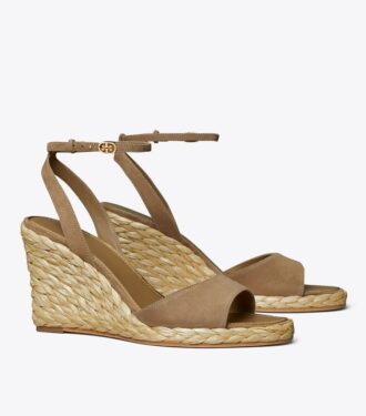 Raffia-sandaler med kilklack