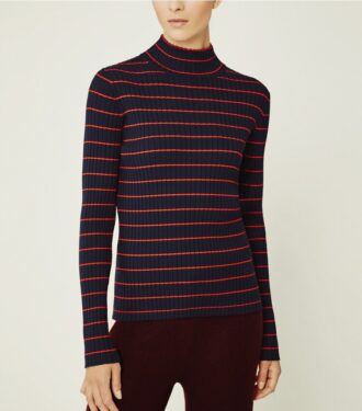 Randig ribbad mjuk teknikstickad turtleneck Randig ribbad mjuk teknikstickad turtleneck