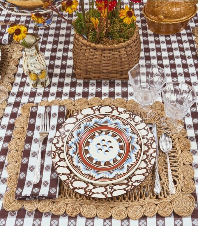 Rektangulär jute-placemat, set om 4