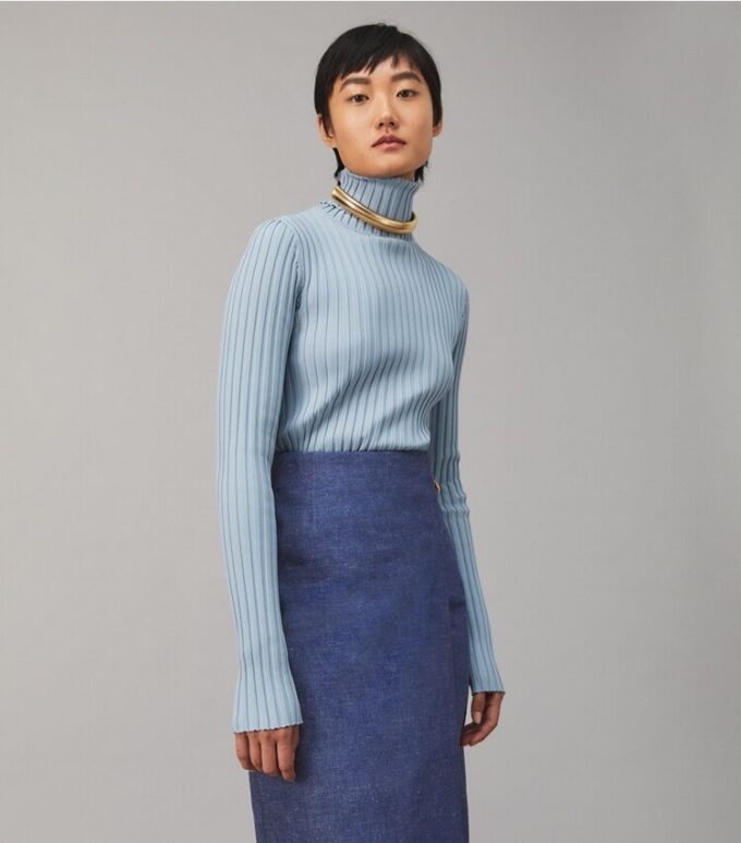 Ribbad stickad turtleneck