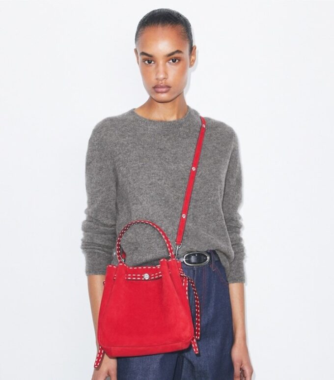 Romy Suede Pick Stitch Bucket Bag Romy Suede Pick Stitch Bucket Bag