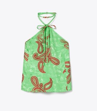 Satin Paisley Knot Top