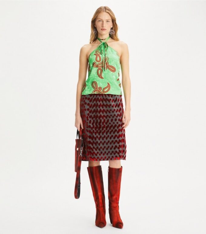 Satin Paisley Knot Top
