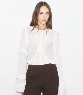 Sheer Jersey Ruffle Top