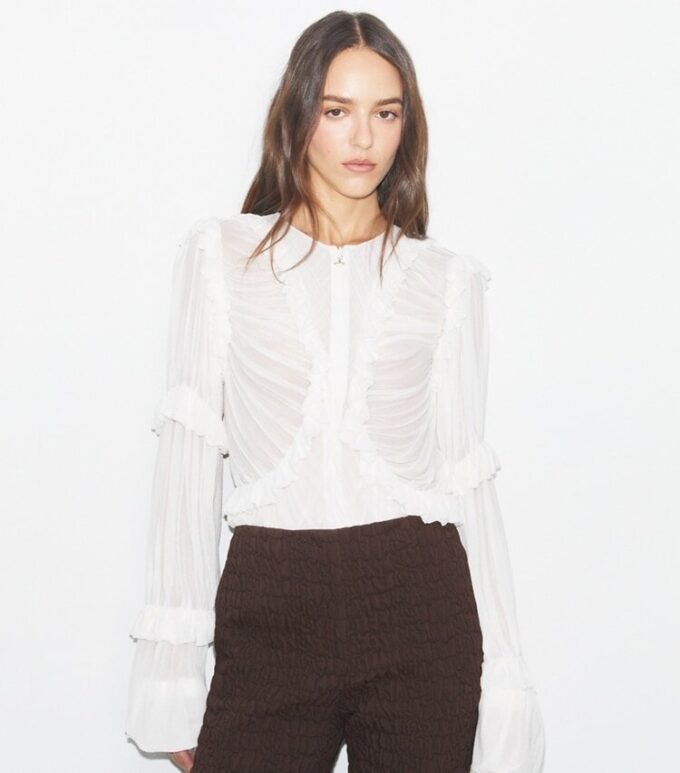 Sheer Jersey Ruffle Top Sheer Jersey Ruffle Top