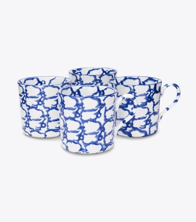 Spongeware-mugg, set om 4 Spongeware-mugg, set om 4
