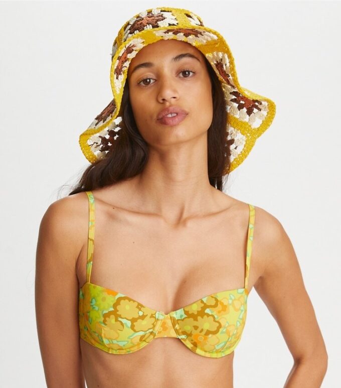 Straw Crochet Short-Brim Bucket Hat