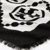 T Monogram Bordered Oblong Scarf