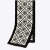 T Monogram Bordered Oblong Scarf