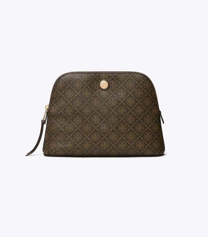 T Monogram Coated Canvas Dome Cosmetic Case