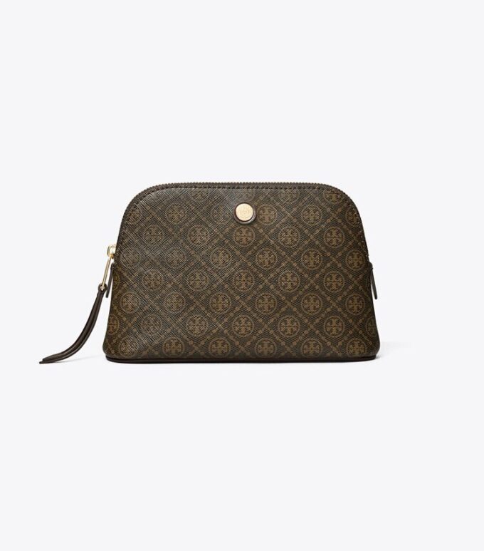 T Monogram Coated Canvas Small Dome Cosmetic Case