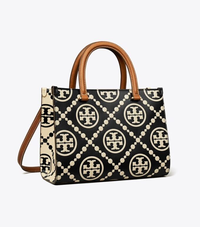 T Monogram Contrast Embossed Top-Handle Tote T Monogram Contrast Embossed Top-Handle Tote