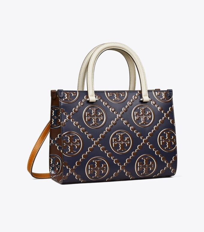 T Monogram Contrast Embossed Top-Handle Tote T Monogram Contrast Embossed Top-Handle Tote