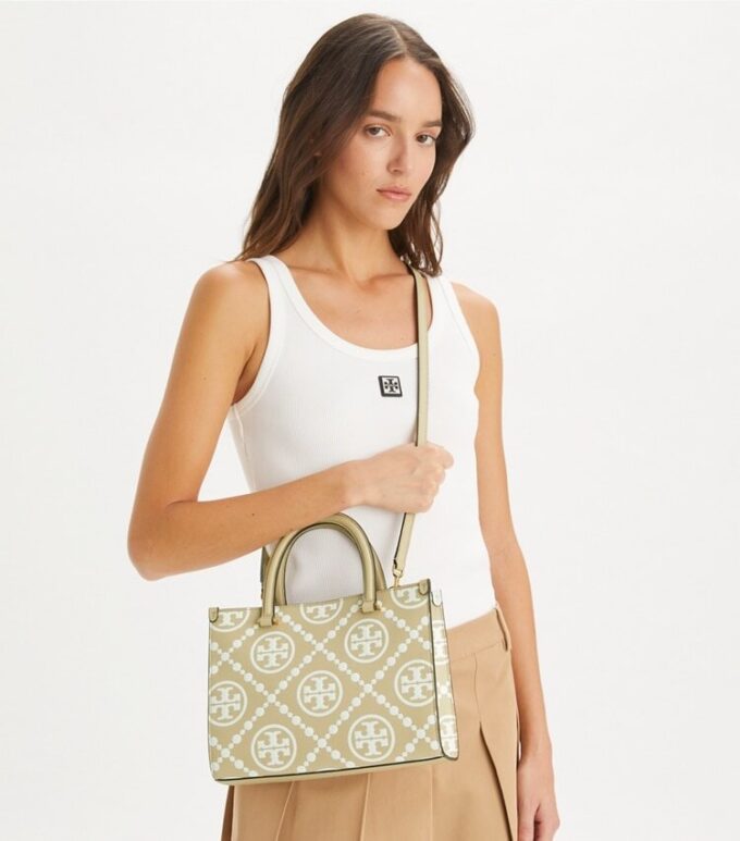 T Monogram Contrast Embossed Top-Handle Tote T Monogram Contrast Embossed Top-Handle Tote