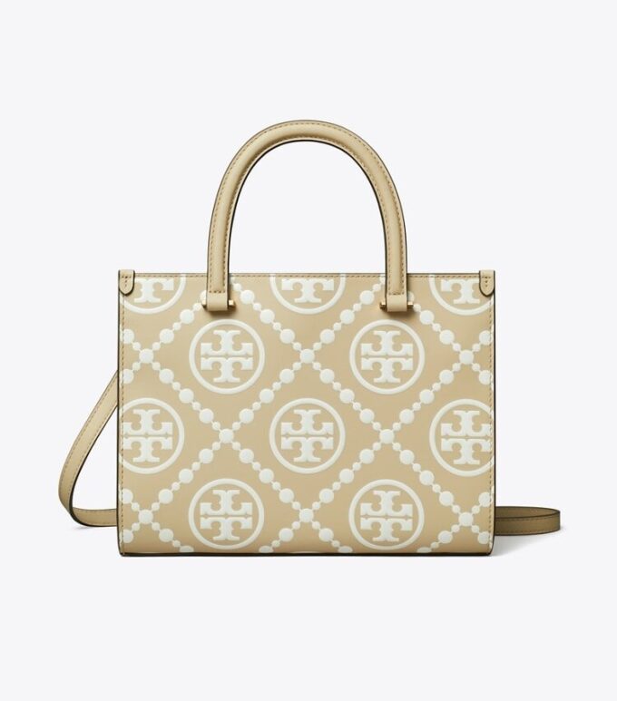 T Monogram Contrast Embossed Top-Handle Tote T Monogram Contrast Embossed Top-Handle Tote