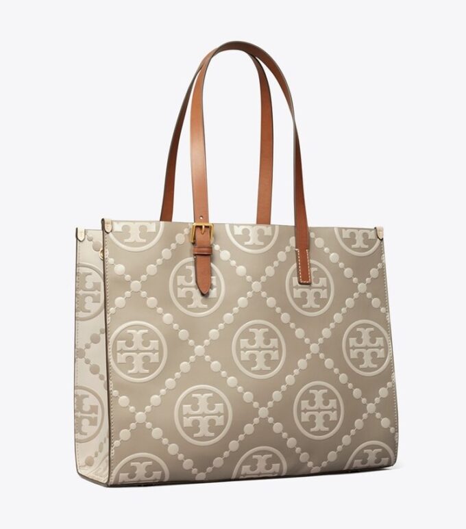T Monogram Contrast Embossed Tote T Monogram Contrast Embossed Tote