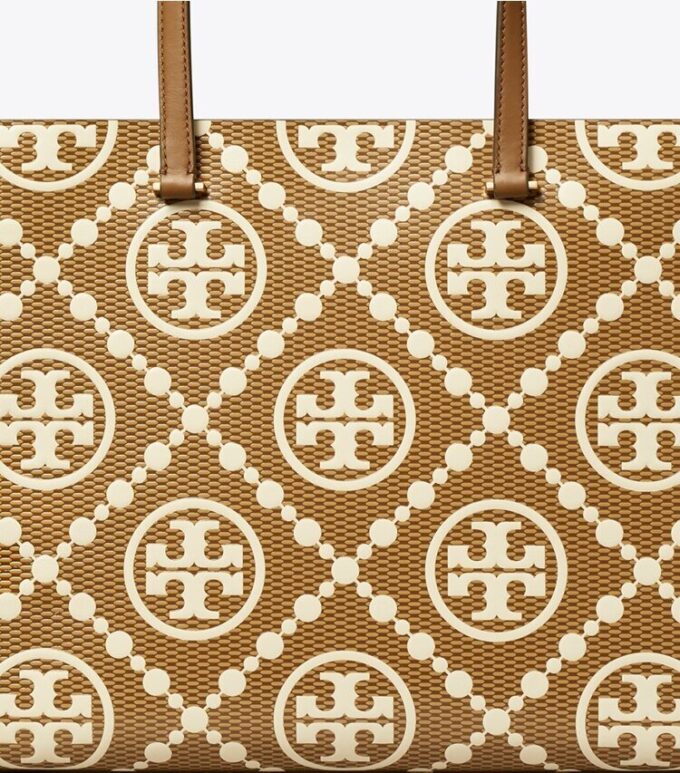 T Monogram Contrast Embossed Tote T Monogram Contrast Embossed Tote
