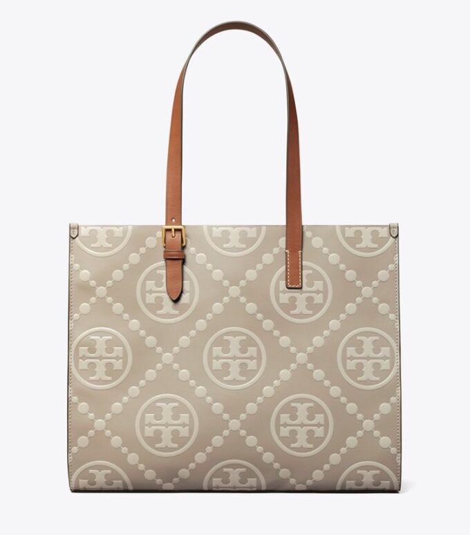 T Monogram Contrast Embossed Tote T Monogram Contrast Embossed Tote